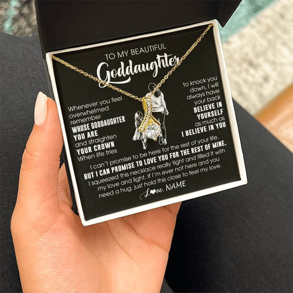 Alluring Beauty Necklace 18K Yellow Gold Finish | 2 | Personalized To My Beautiful Goddaughter Necklace From Godmother Aunt Believe In Yourself Goddaughter Birthday Gifts Jewelry Christmas Customized Message Card | teecentury