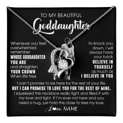 Forever Love Necklace 14K White Gold Finish | 1 | Personalized To My Beautiful Goddaughter Necklace From Godmother Aunt Believe In Yourself Goddaughter Birthday Gifts Jewelry Christmas Customized Message Card | teecentury