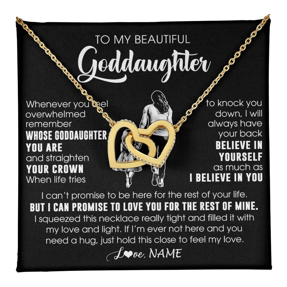 Interlocking Hearts Necklace 18K Yellow Gold Finish | 1 | Personalized To My Beautiful Goddaughter Necklace From Godmother Aunt Believe In Yourself Goddaughter Birthday Gifts Jewelry Christmas Customized Message Card | teecentury