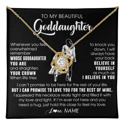 Love Knot Necklace 18K Yellow Gold Finish | 1 | Personalized To My Beautiful Goddaughter Necklace From Godmother Aunt Believe In Yourself Goddaughter Birthday Gifts Jewelry Christmas Customized Message Card | teecentury