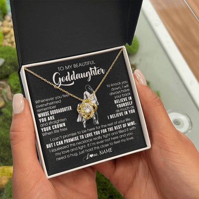 Love Knot Necklace 18K Yellow Gold Finish | 2 | Personalized To My Beautiful Goddaughter Necklace From Godmother Aunt Believe In Yourself Goddaughter Birthday Gifts Jewelry Christmas Customized Message Card | teecentury