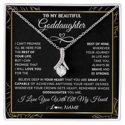 Alluring Beauty Necklace 14K White Gold Finish | 1 | Personalized To My Beautiful Goddaughter Necklace From Godmother Crown Jewelry Gifts For Goddaughter Birthday Graduation Christmas Gift Box Message Card | teecentury