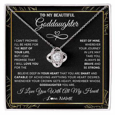 Love Knot Necklace 14K White Gold Finish | 1 | Personalized To My Beautiful Goddaughter Necklace From Godmother Crown Jewelry Gifts For Goddaughter Birthday Graduation Christmas Gift Box Message Card | teecentury