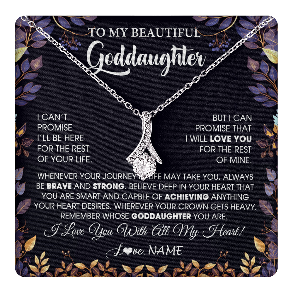 Alluring Beauty Necklace 14K White Gold Finish | 1 | Personalized To My Beautiful Goddaughter Necklace From Godmother Promise Necklace Birthday Gift For Goddaughter Christmas Customized Gift Box Message Card | teecentury