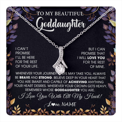 Alluring Beauty Necklace 14K White Gold Finish | 1 | Personalized To My Beautiful Goddaughter Necklace From Godmother Promise Necklace Birthday Gift For Goddaughter Christmas Customized Gift Box Message Card | teecentury