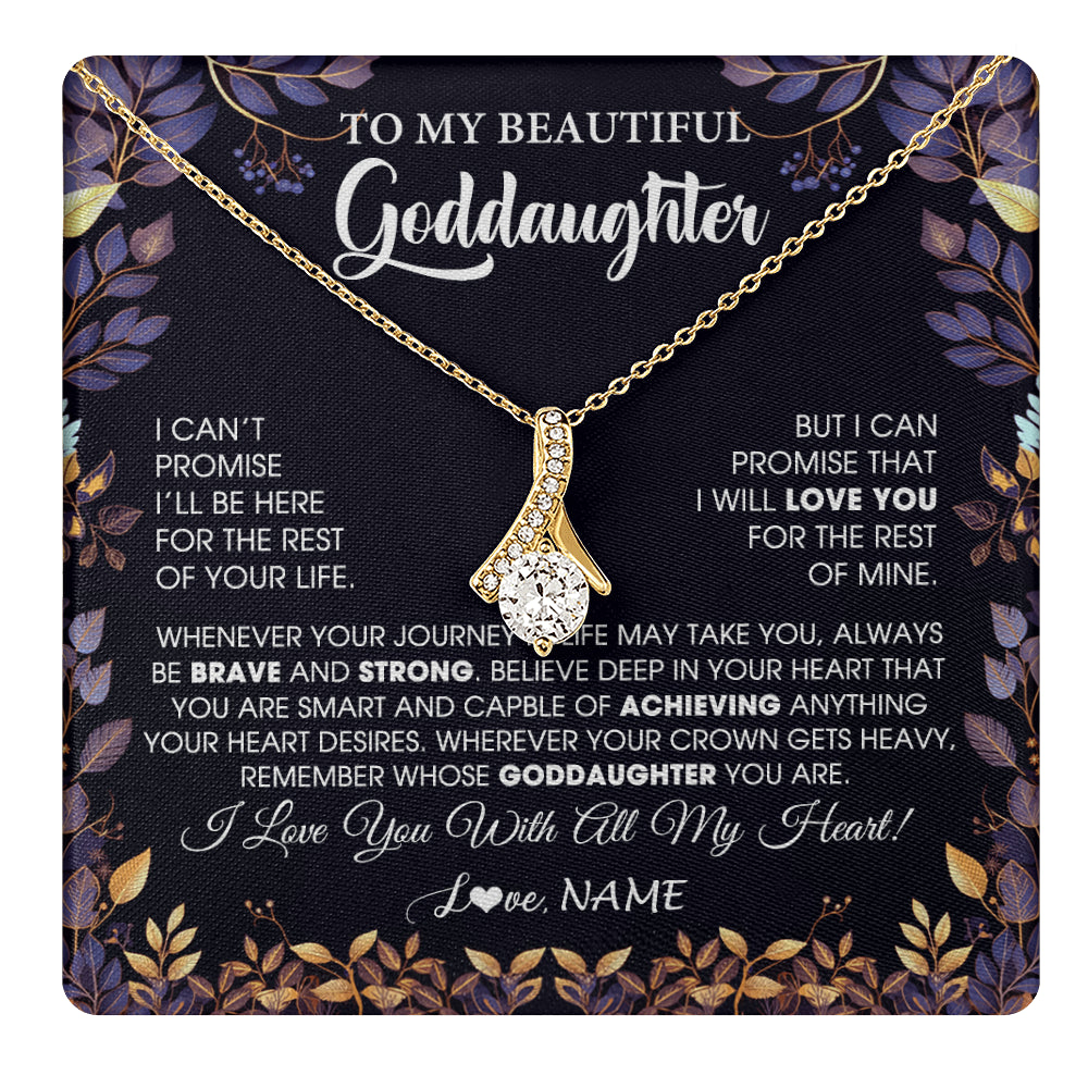 Alluring Beauty Necklace 18K Yellow Gold Finish | 1 | Personalized To My Beautiful Goddaughter Necklace From Godmother Promise Necklace Birthday Gift For Goddaughter Christmas Customized Gift Box Message Card | teecentury