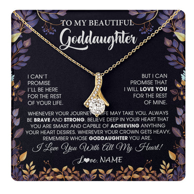 Alluring Beauty Necklace 18K Yellow Gold Finish | 1 | Personalized To My Beautiful Goddaughter Necklace From Godmother Promise Necklace Birthday Gift For Goddaughter Christmas Customized Gift Box Message Card | teecentury