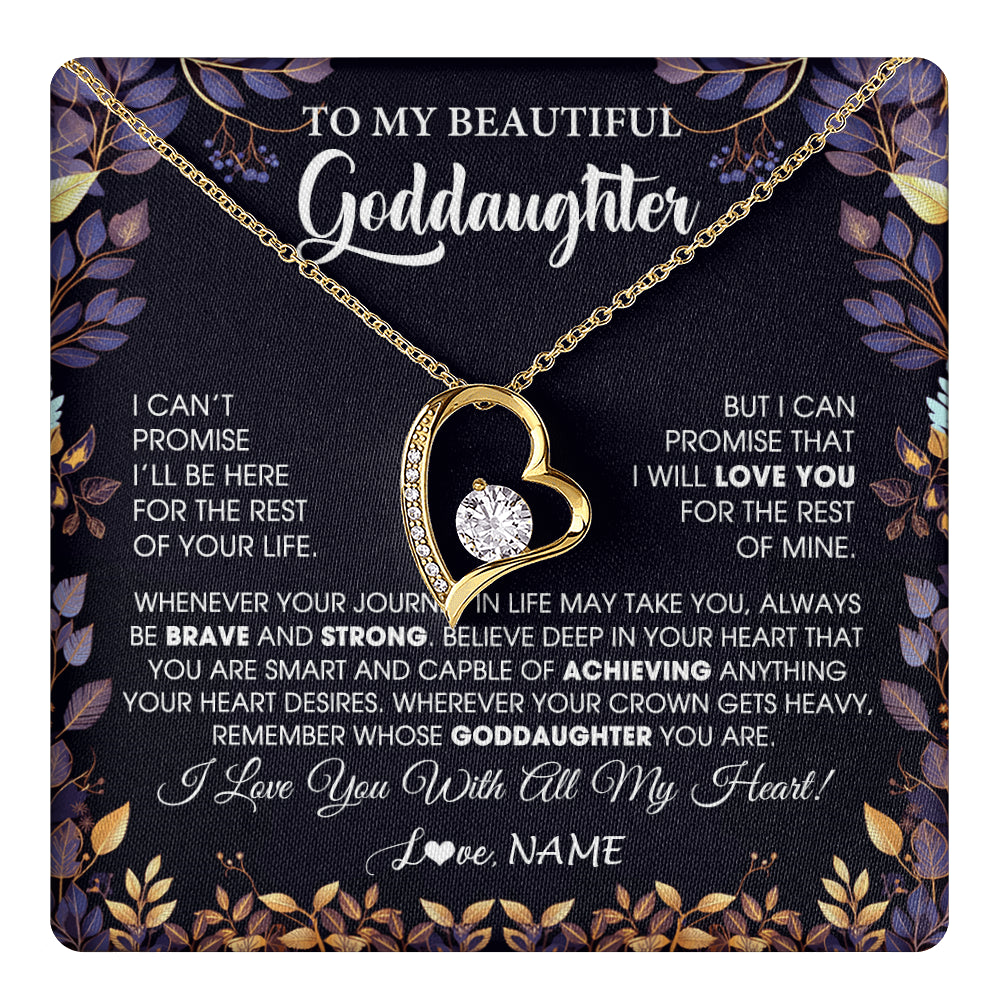 Forever Love Necklace 18K Yellow Gold Finish | 1 | Personalized To My Beautiful Goddaughter Necklace From Godmother Promise Necklace Birthday Gift For Goddaughter Christmas Customized Gift Box Message Card | teecentury