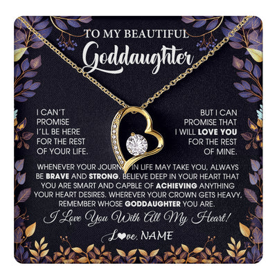 Forever Love Necklace 18K Yellow Gold Finish | 1 | Personalized To My Beautiful Goddaughter Necklace From Godmother Promise Necklace Birthday Gift For Goddaughter Christmas Customized Gift Box Message Card | teecentury