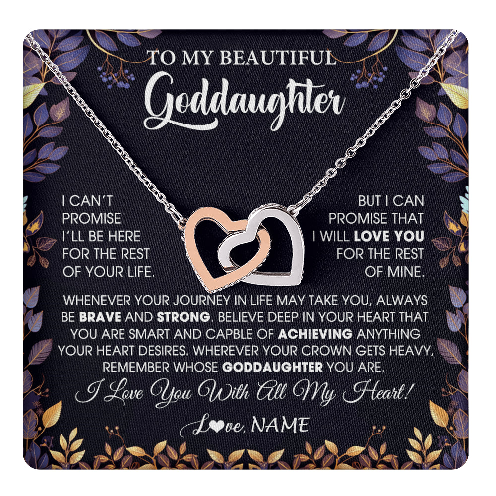 Interlocking Hearts Necklace Stainless Steel & Rose Gold Finish | 1 | Personalized To My Beautiful Goddaughter Necklace From Godmother Promise Necklace Birthday Gift For Goddaughter Christmas Customized Gift Box Message Card | teecentury