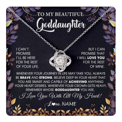 Love Knot Necklace 14K White Gold Finish | 1 | Personalized To My Beautiful Goddaughter Necklace From Godmother Promise Necklace Birthday Gift For Goddaughter Christmas Customized Gift Box Message Card | teecentury