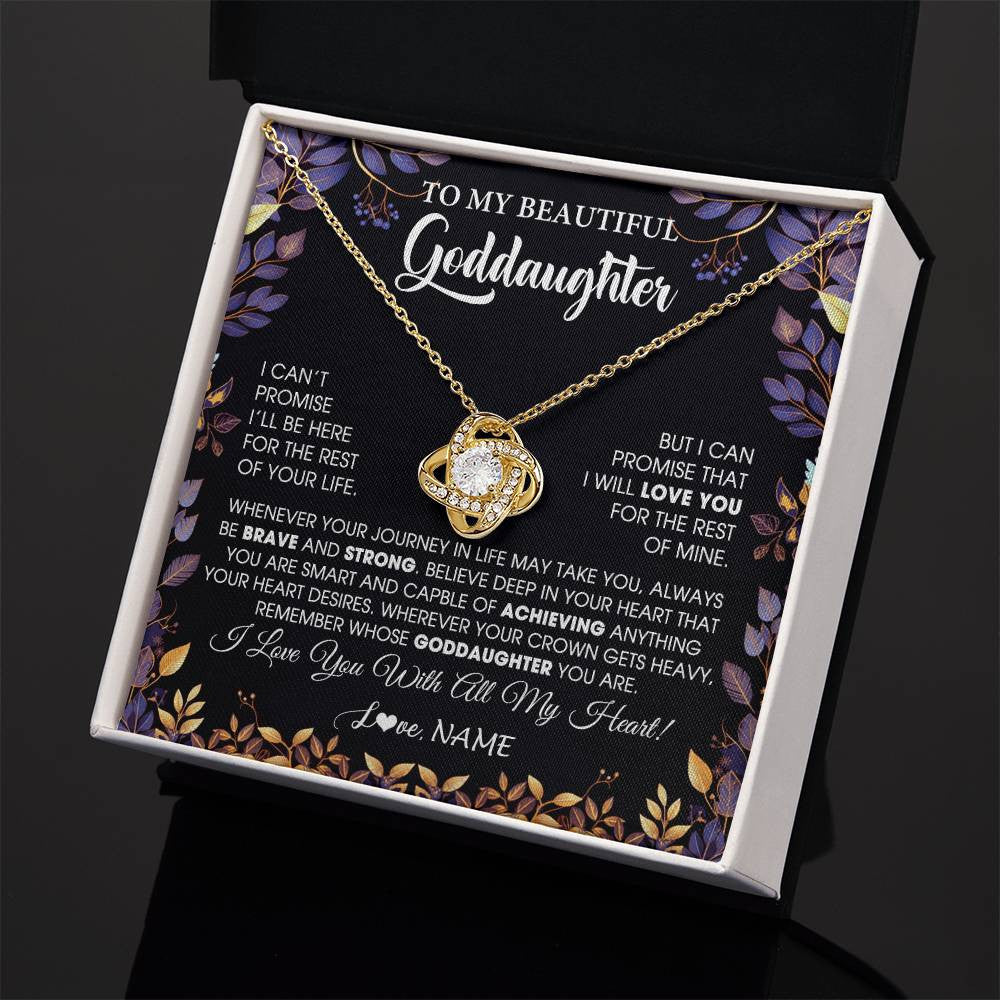 Love Knot Necklace 18K Yellow Gold Finish | 2 | Personalized To My Beautiful Goddaughter Necklace From Godmother Promise Necklace Birthday Gift For Goddaughter Christmas Customized Gift Box Message Card | teecentury