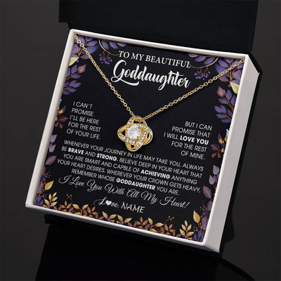 Love Knot Necklace 18K Yellow Gold Finish | 2 | Personalized To My Beautiful Goddaughter Necklace From Godmother Promise Necklace Birthday Gift For Goddaughter Christmas Customized Gift Box Message Card | teecentury