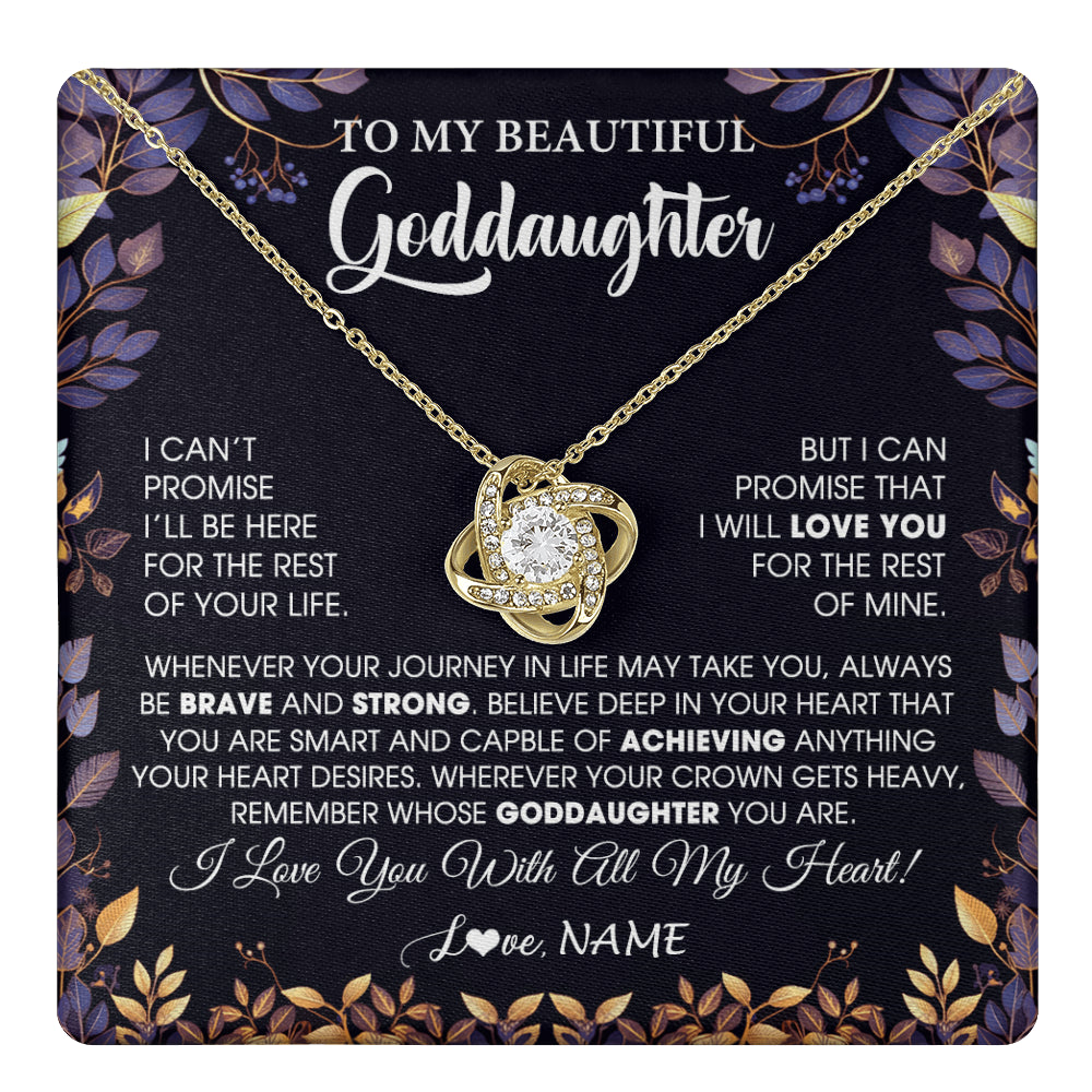 Love Knot Necklace 18K Yellow Gold Finish | 1 | Personalized To My Beautiful Goddaughter Necklace From Godmother Promise Necklace Birthday Gift For Goddaughter Christmas Customized Gift Box Message Card | teecentury