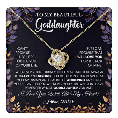 Love Knot Necklace 18K Yellow Gold Finish | 1 | Personalized To My Beautiful Goddaughter Necklace From Godmother Promise Necklace Birthday Gift For Goddaughter Christmas Customized Gift Box Message Card | teecentury