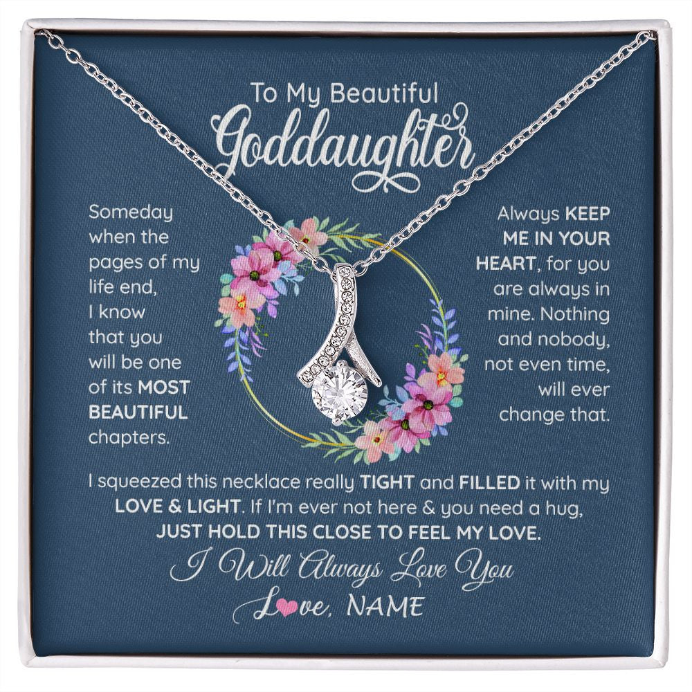 Alluring Beauty Necklace | Personalized To My Beautiful Goddaughter Necklace From Godmother Someday When The Pages Goddaughter Birthday Christmas Customized Gift Box Message Card | teecentury