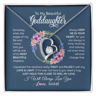 Forever Love Necklace | Personalized To My Beautiful Goddaughter Necklace From Godmother Someday When The Pages Goddaughter Birthday Christmas Customized Gift Box Message Card | teecentury