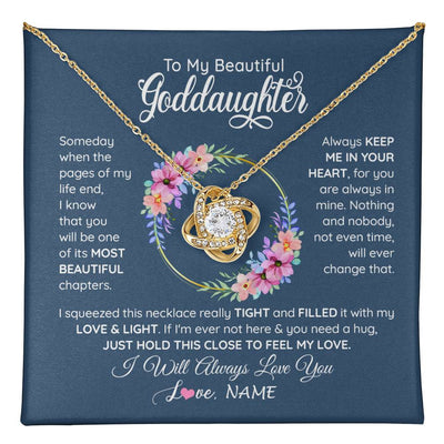Love Knot Necklace 18K Yellow Gold Finish | 1 | Personalized To My Beautiful Goddaughter Necklace From Godmother Someday When The Pages Goddaughter Birthday Christmas Customized Gift Box Message Card | teecentury