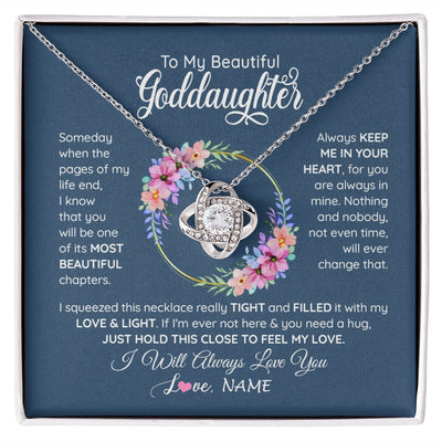 Love Knot Necklace | Personalized To My Beautiful Goddaughter Necklace From Godmother Someday When The Pages Goddaughter Birthday Christmas Customized Gift Box Message Card | teecentury