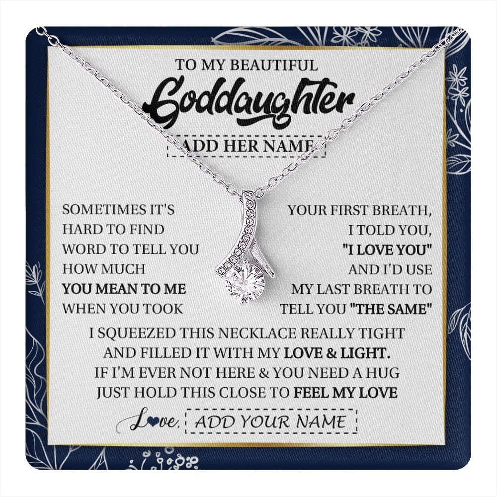 Alluring Beauty Necklace 14K White Gold Finish | 1 | Personalized To My Beautiful Goddaughter Necklace From Godmother Uncle Feel My Love Valentine Gifts For Goddaughter Birthday Christmas Gift Box Message Card | teecentury.myshopify