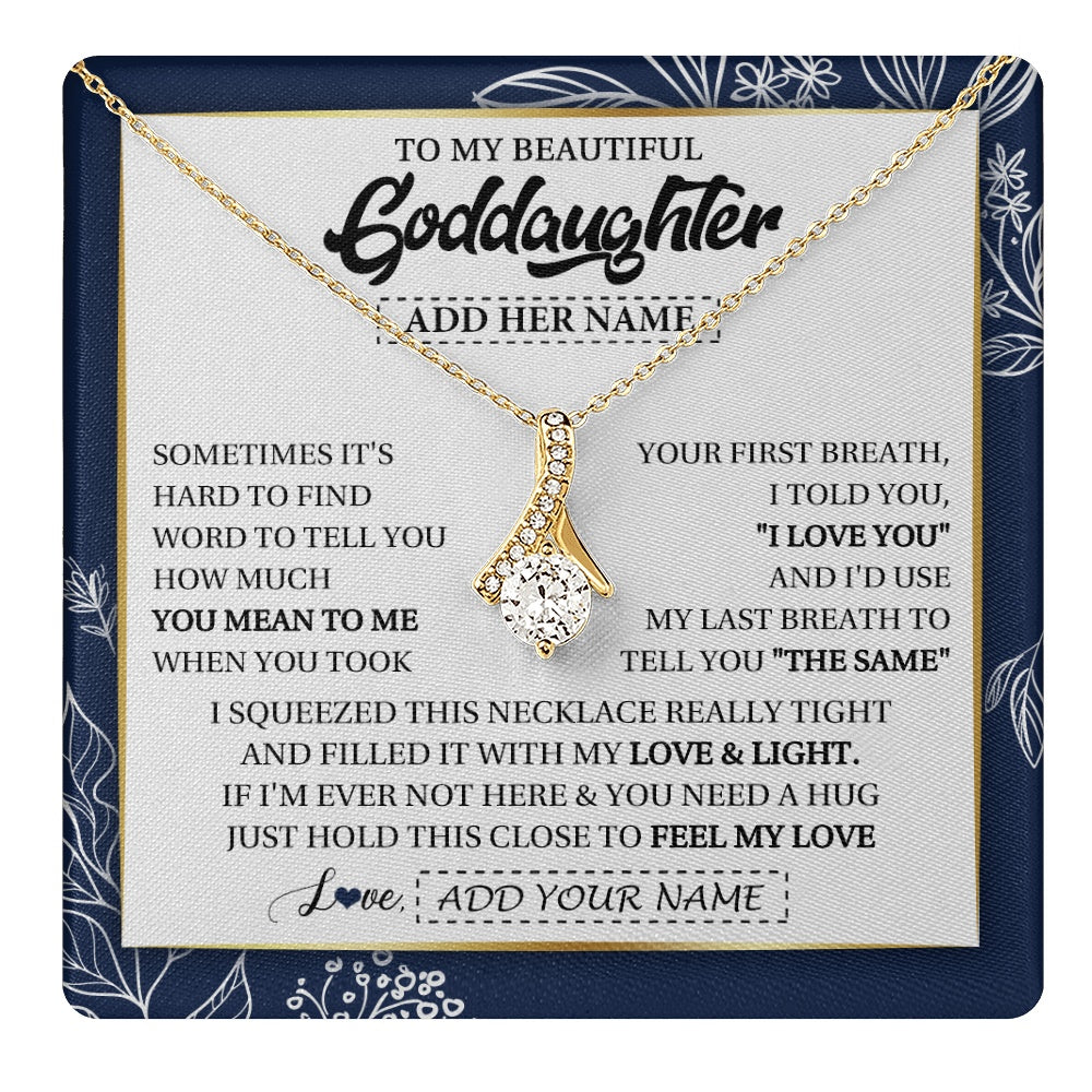 Alluring Beauty Necklace 18K Yellow Gold Finish | 1 | Personalized To My Beautiful Goddaughter Necklace From Godmother Uncle Feel My Love Valentine Gifts For Goddaughter Birthday Christmas Gift Box Message Card | teecentury.myshopify