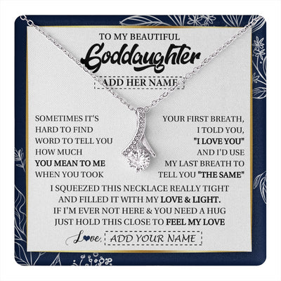 Alluring Beauty Necklace 14K White Gold Finish | 1 | Personalized To My Beautiful Goddaughter Necklace From Godmother Uncle Feel My Love Valentine Gifts For Goddaughter Birthday Christmas Gift Box Message Card | teecentury.myshopify