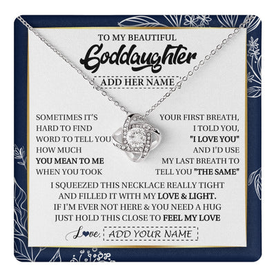 Love Knot Necklace 14K White Gold Finish | 1 | Personalized To My Beautiful Goddaughter Necklace From Godmother Uncle Feel My Love Valentine Gifts For Goddaughter Birthday Christmas Gift Box Message Card | teecentury.myshopify