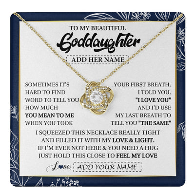 Love Knot Necklace 18K Yellow Gold Finish | 1 | Personalized To My Beautiful Goddaughter Necklace From Godmother Uncle Feel My Love Valentine Gifts For Goddaughter Birthday Christmas Gift Box Message Card | teecentury.myshopify