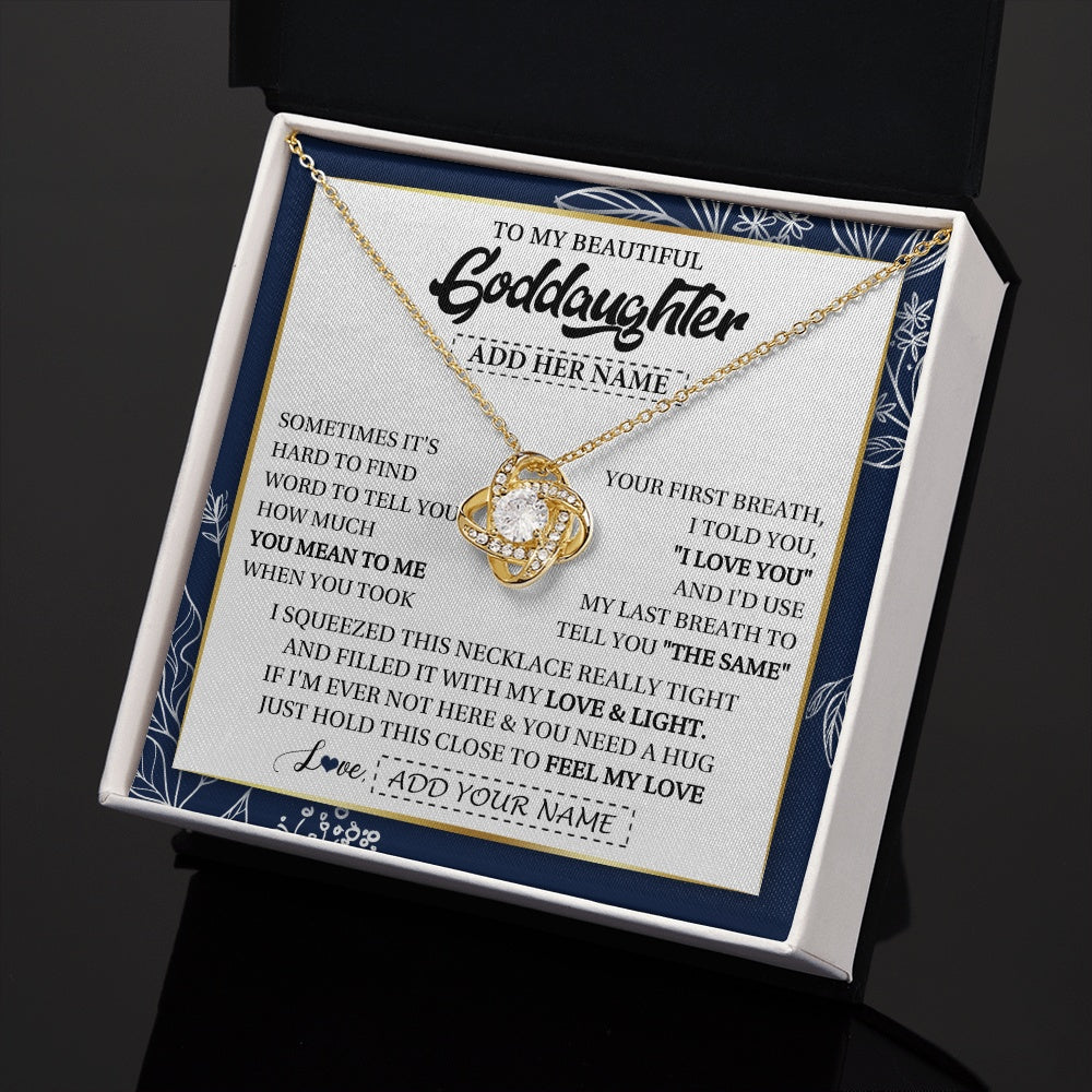 Love Knot Necklace 18K Yellow Gold Finish | 2 | Personalized To My Beautiful Goddaughter Necklace From Godmother Uncle Feel My Love Valentine Gifts For Goddaughter Birthday Christmas Gift Box Message Card | teecentury.myshopify