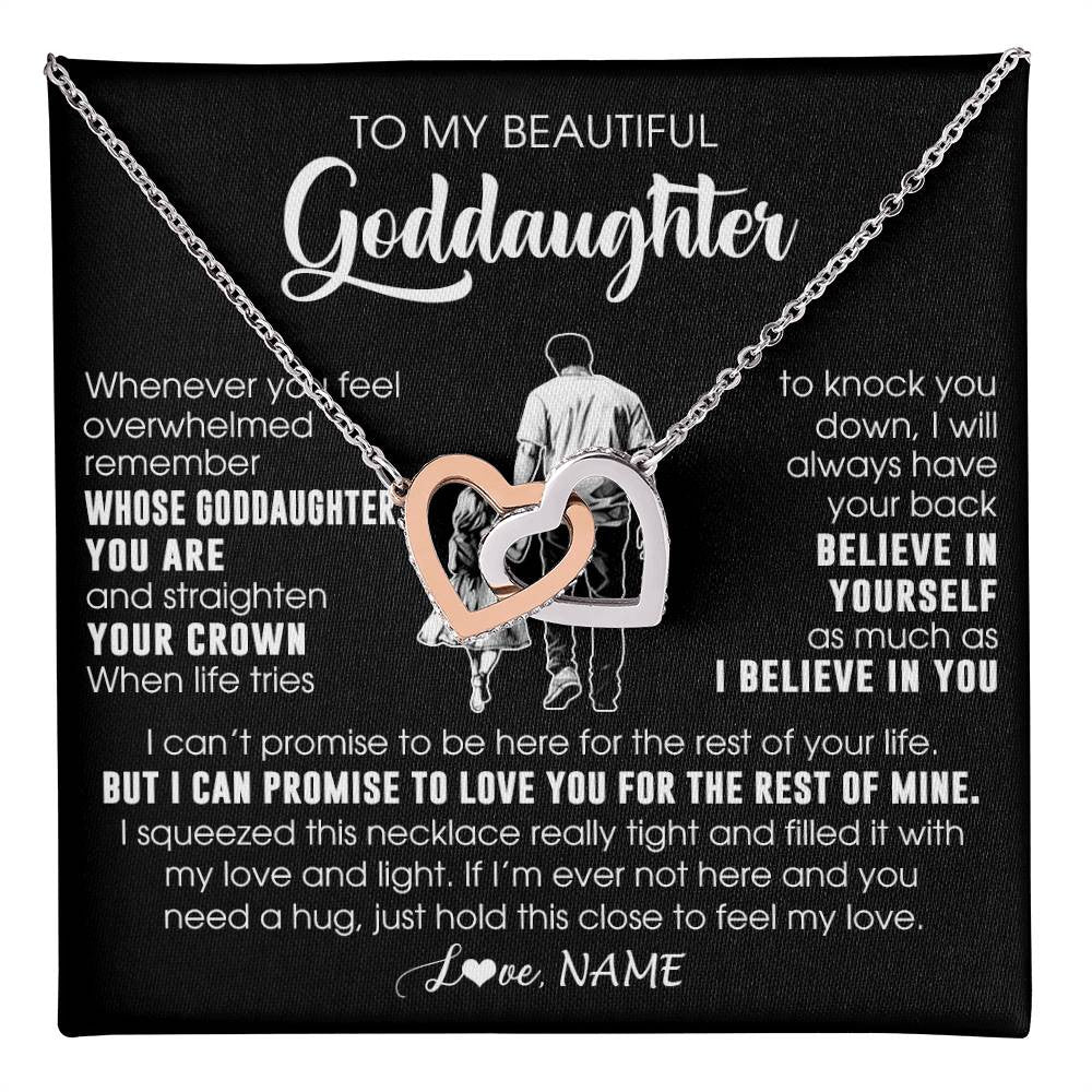 Interlocking Hearts Necklace Stainless Steel & Rose Gold Finish | 1 | Personalized To My Beautiful Goddaughter Necklace From Uncle Believe In Yourself Goddaughter Birthday Gifts Jewelry Christmas Customized Message Card | teecentury