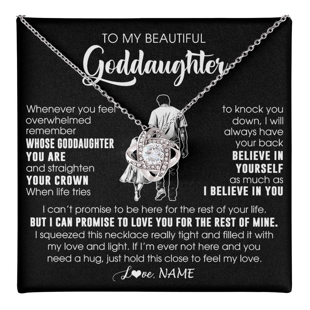 Love Knot Necklace 14K White Gold Finish | 1 | Personalized To My Beautiful Goddaughter Necklace From Uncle Believe In Yourself Goddaughter Birthday Gifts Jewelry Christmas Customized Message Card | teecentury