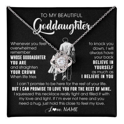 Love Knot Necklace 14K White Gold Finish | 1 | Personalized To My Beautiful Goddaughter Necklace From Uncle Believe In Yourself Goddaughter Birthday Gifts Jewelry Christmas Customized Message Card | teecentury