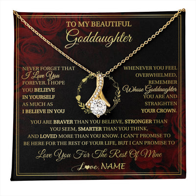 Alluring Beauty Necklace 18K Yellow Gold Finish | 1 | Personalized To My Beautiful Goddaughter Necklace Gift From Godmother Uncle I Love You Goddaughter Birthday Jewelry Christmas Customized Gift Box Message Card | teecentury