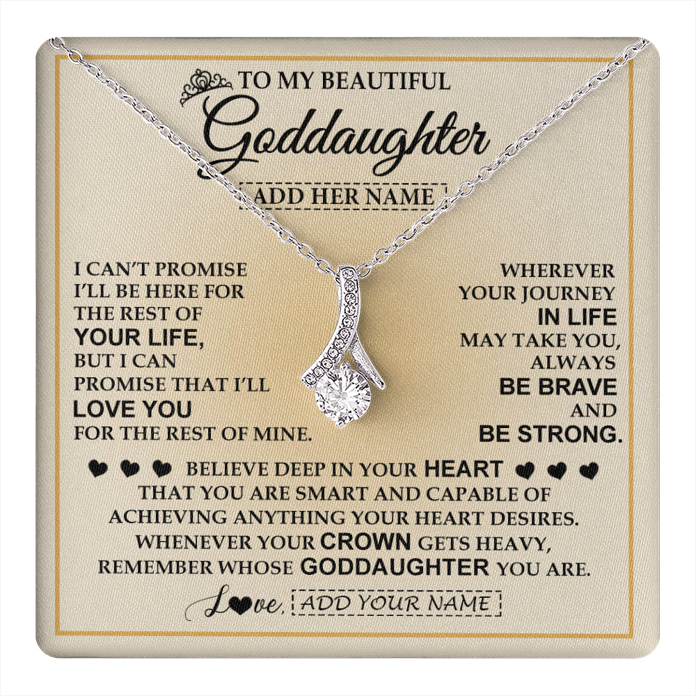 Alluring Beauty Necklace 14K White Gold Finish | 1 | Personalized To My Beautiful Goddaughter Necklace Jewelry Present For Women Goddaughter Birthday Mother's Day Wedding Day Christmas Gift Box Message Card | teecentury