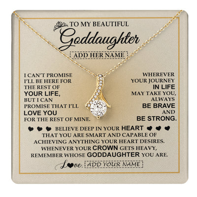 Alluring Beauty Necklace 18K Yellow Gold Finish | 1 | Personalized To My Beautiful Goddaughter Necklace Jewelry Present For Women Goddaughter Birthday Mother's Day Wedding Day Christmas Gift Box Message Card | teecentury