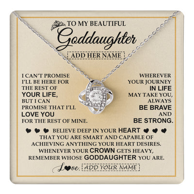 Love Knot Necklace 14K White Gold Finish | 1 | Personalized To My Beautiful Goddaughter Necklace Jewelry Present For Women Goddaughter Birthday Mother's Day Wedding Day Christmas Gift Box Message Card | teecentury