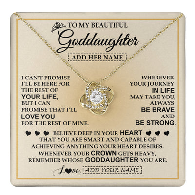 Love Knot Necklace 18K Yellow Gold Finish | 1 | Personalized To My Beautiful Goddaughter Necklace Jewelry Present For Women Goddaughter Birthday Mother's Day Wedding Day Christmas Gift Box Message Card | teecentury