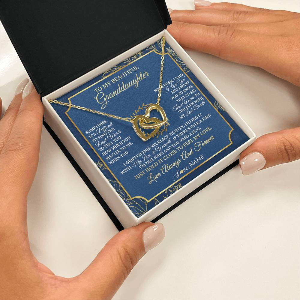 Interlocking Hearts Necklace 18K Yellow Gold Finish | 2 | Personalized To My Beautiful Granddaughter From Grandma I Gripped This Necklace Granddaughter Jewelry Birthday Christmas Customized Gift Box Message Card | teecentury