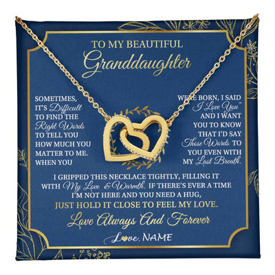 Interlocking Hearts Necklace 18K Yellow Gold Finish | 1 | Personalized To My Beautiful Granddaughter From Grandma I Gripped This Necklace Granddaughter Jewelry Birthday Christmas Customized Gift Box Message Card | teecentury