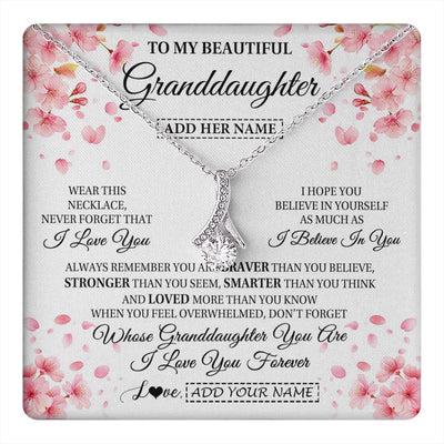 Alluring Beauty Necklace 14K White Gold Finish | 1 | Personalized To My Beautiful Granddaughter From Granparents Necklace Never Forget Birthday Gifts For Granddaughter Gift Christmas Gift Box Message Card | teecentury.myshopify