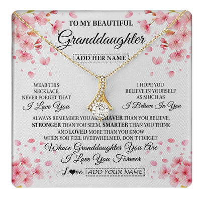Alluring Beauty Necklace 18K Yellow Gold Finish | 1 | Personalized To My Beautiful Granddaughter From Granparents Necklace Never Forget Birthday Gifts For Granddaughter Gift Christmas Gift Box Message Card | teecentury.myshopify