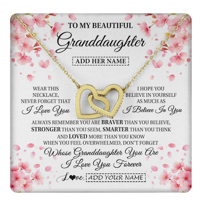 Interlocking Hearts Necklace 18K Yellow Gold Finish | 1 | Personalized To My Beautiful Granddaughter From Granparents Necklace Never Forget Birthday Gifts For Granddaughter Gift Christmas Gift Box Message Card | teecentury.myshopify