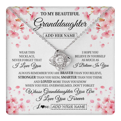 Love Knot Necklace 14K White Gold Finish | 1 | Personalized To My Beautiful Granddaughter From Granparents Necklace Never Forget Birthday Gifts For Granddaughter Gift Christmas Gift Box Message Card | teecentury.myshopify