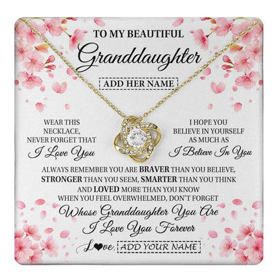 Love Knot Necklace 18K Yellow Gold Finish | 1 | Personalized To My Beautiful Granddaughter From Granparents Necklace Never Forget Birthday Gifts For Granddaughter Gift Christmas Gift Box Message Card | teecentury.myshopify