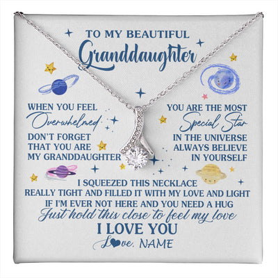 Alluring Beauty Necklace 14K White Gold Finish | 1 | Personalized To My Beautiful Granddaughter Gifs From Grandma Necklace Inspirational Granddaughter Birthday Jewelry Christmas Customized Gift Box Message Card | teecentury