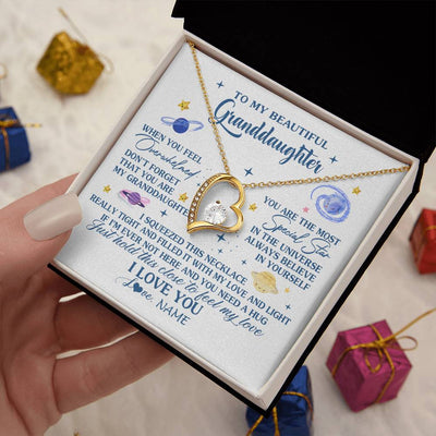 Forever Love Necklace 18K Yellow Gold Finish | 2 | Personalized To My Beautiful Granddaughter Gifs From Grandma Necklace Inspirational Granddaughter Birthday Jewelry Christmas Customized Gift Box Message Card | teecentury