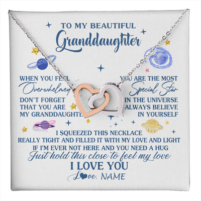 Interlocking Hearts Necklace Stainless Steel & Rose Gold Finish | 1 | Personalized To My Beautiful Granddaughter Gifs From Grandma Necklace Inspirational Granddaughter Birthday Jewelry Christmas Customized Gift Box Message Card | teecentury