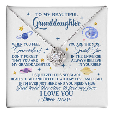 Love Knot Necklace 14K White Gold Finish | 1 | Personalized To My Beautiful Granddaughter Gifs From Grandma Necklace Inspirational Granddaughter Birthday Jewelry Christmas Customized Gift Box Message Card | teecentury