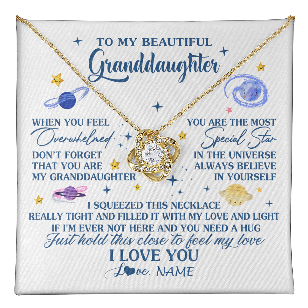 Love Knot Necklace 18K Yellow Gold Finish | 1 | Personalized To My Beautiful Granddaughter Gifs From Grandma Necklace Inspirational Granddaughter Birthday Jewelry Christmas Customized Gift Box Message Card | teecentury