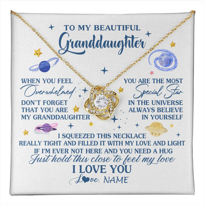 Love Knot Necklace 18K Yellow Gold Finish | 1 | Personalized To My Beautiful Granddaughter Gifs From Grandma Necklace Inspirational Granddaughter Birthday Jewelry Christmas Customized Gift Box Message Card | teecentury